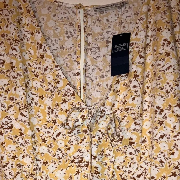 Abercrombie & Fitch Yellow Floral Sundress w/ pockets Size XLarge NWT - Picture 7 of 7